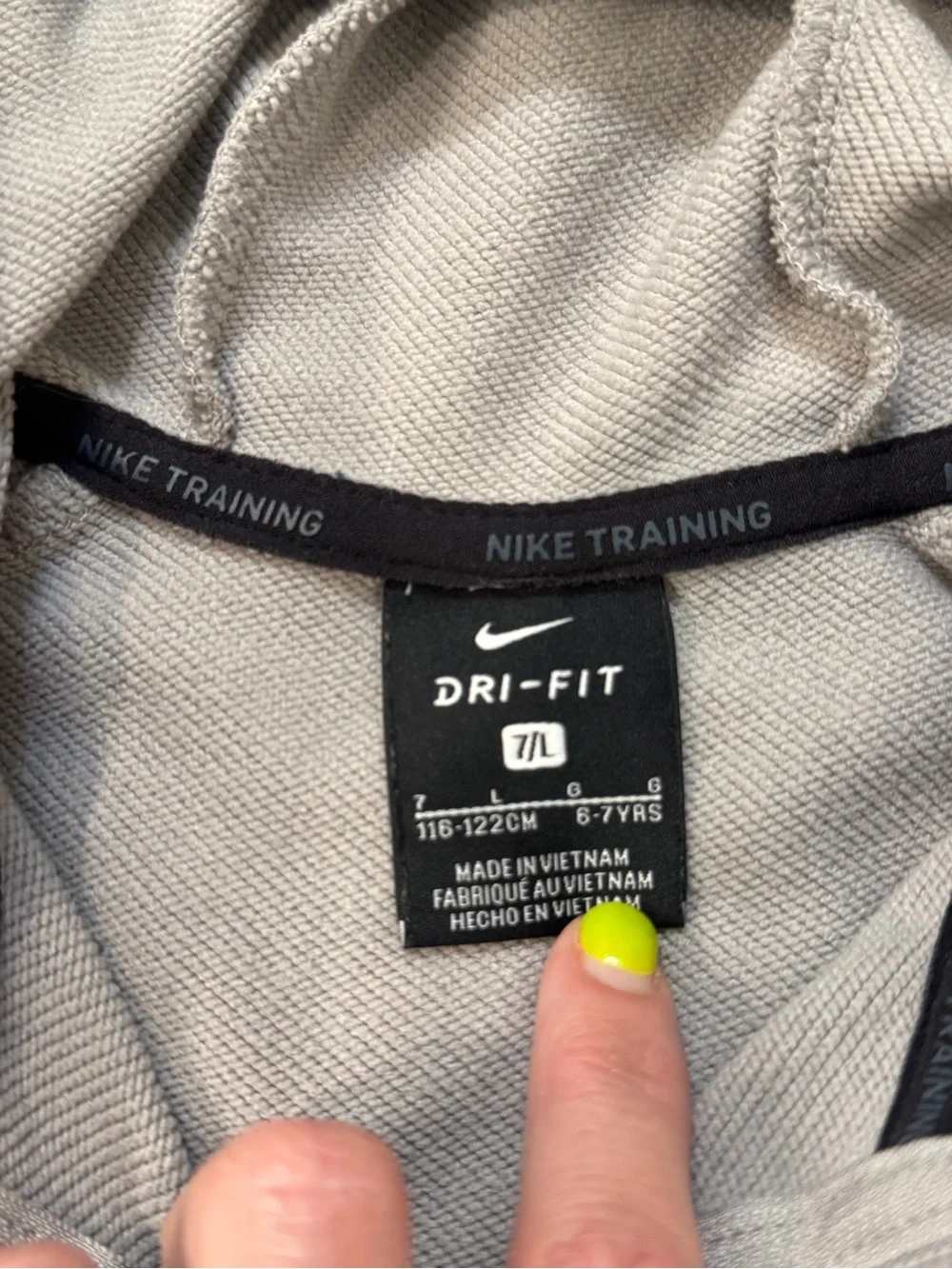 Nike Kids' Gray Dri-FIT Full-Zip Hoodie with Yellow Swoosh